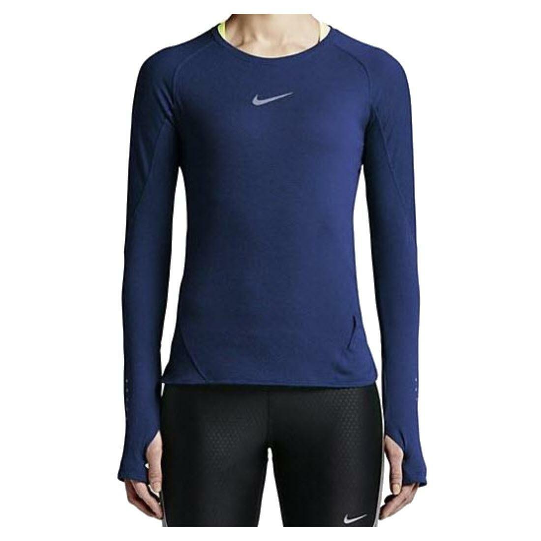 Nike Men's Aeroreact Long Sleeve Training Top Navy Blue Large $115 Value gallery