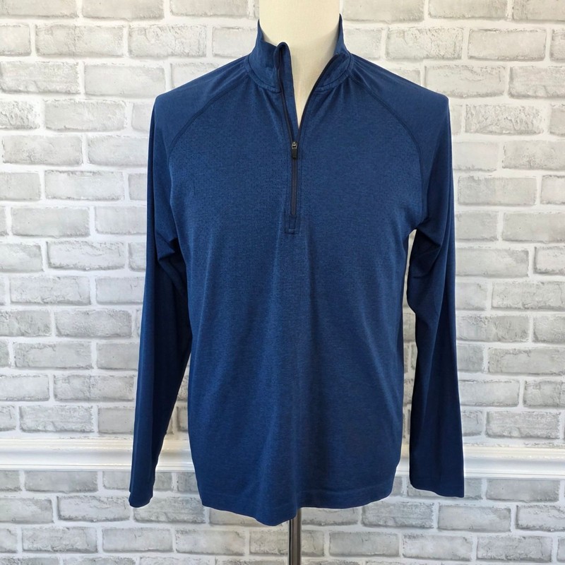Rhone Men's Medium Heathered Indigo Performance Quarter Zip Golf Pullover gallery