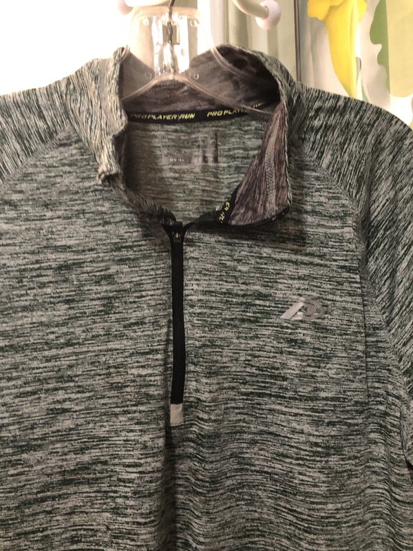 Pro Player Run Perform-Dri Long Sleeve Half Zip Shirt Green Gray Small gallery