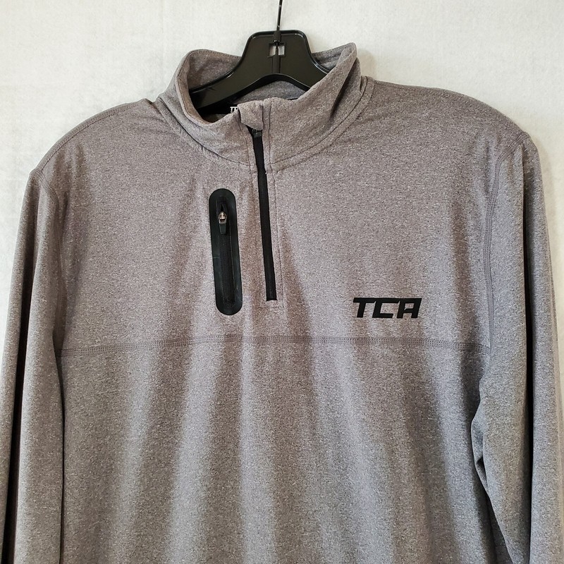 TCA Shirt Men's Medium Fusion Pro Quick Dry Long Sleeve 1/4 Zip Running Grey gallery