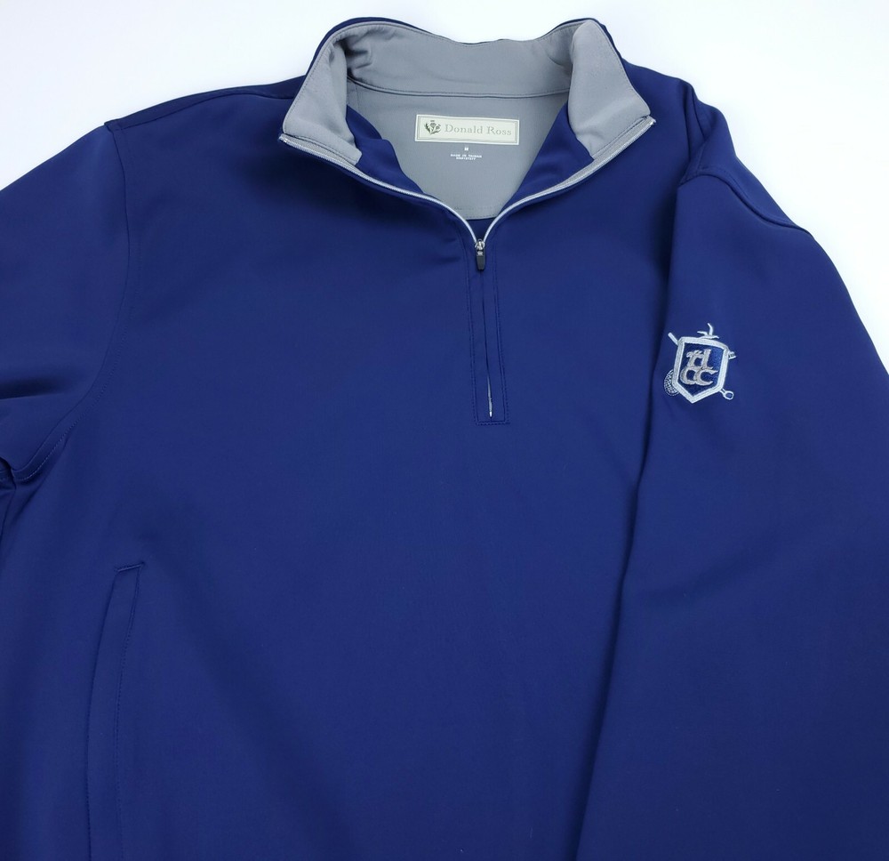 Medium DONALD ROSS POLYESTER SPANDEX 1/4 ZIP GOLF PULLOVER Navy Blue