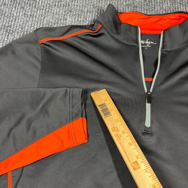 Walter Hagen Pullover Mens L Gray Orange 1/4 Zip Long Sleeve Golf Shirt gallery
