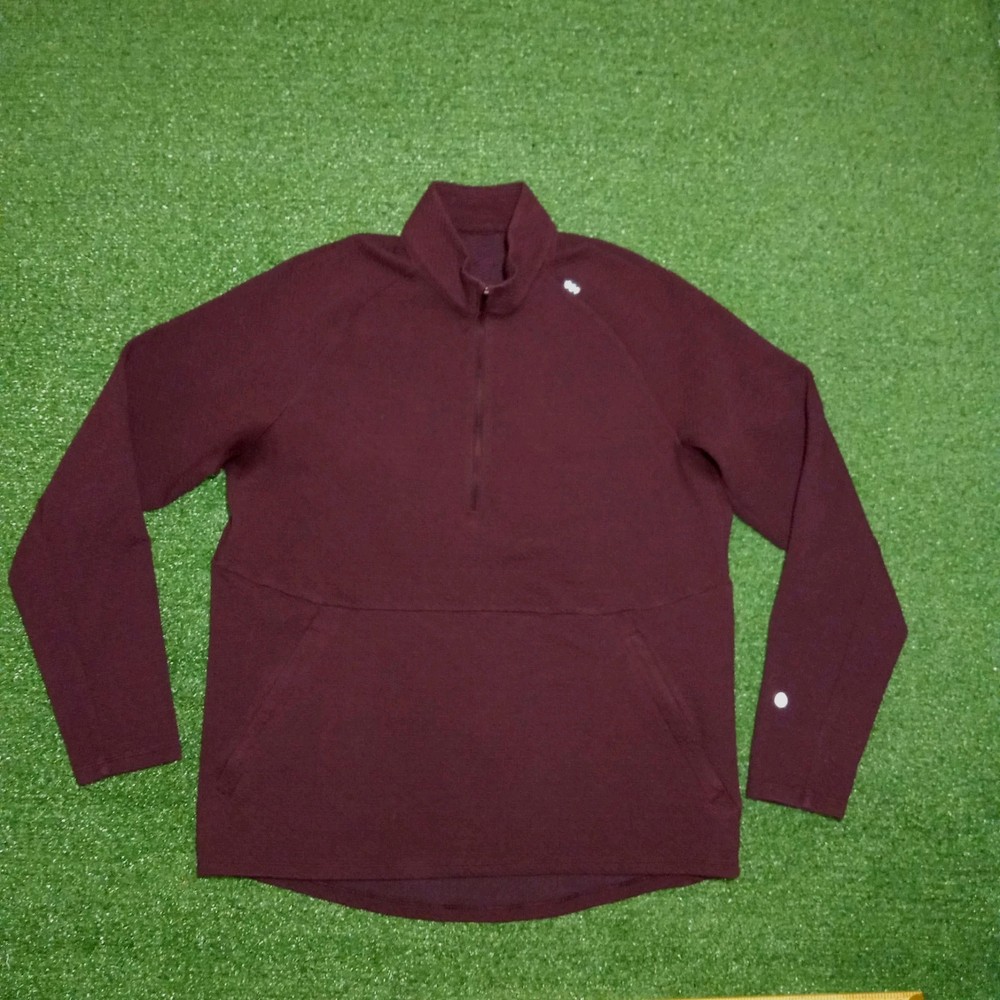 Lululemon At Ease Textured Half Zip Pullover M3DPXS Maroon 1/2 1/4 Mens Large