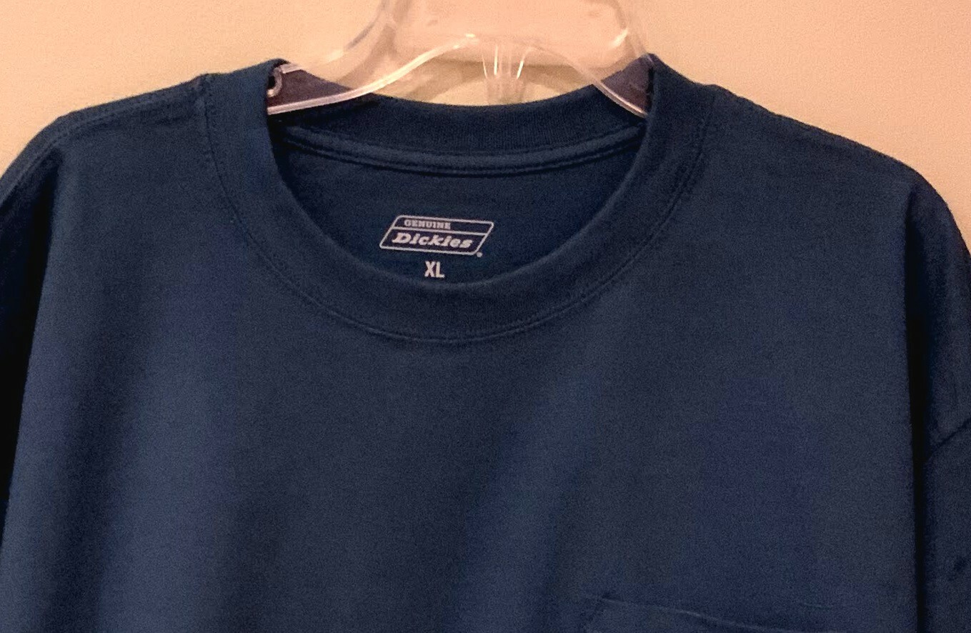 DICKIES Mens Size XL Dark Denim Blue *Cool & Dry* Heavyweight Pocket T-Shirt TEE gallery