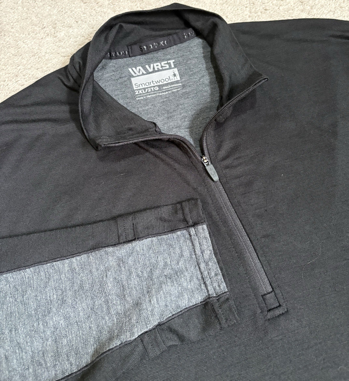 VRST x Smartwool Pullover Mens 2XL Merino Wool 1/4 Zip Base Layer Black Hiking gallery