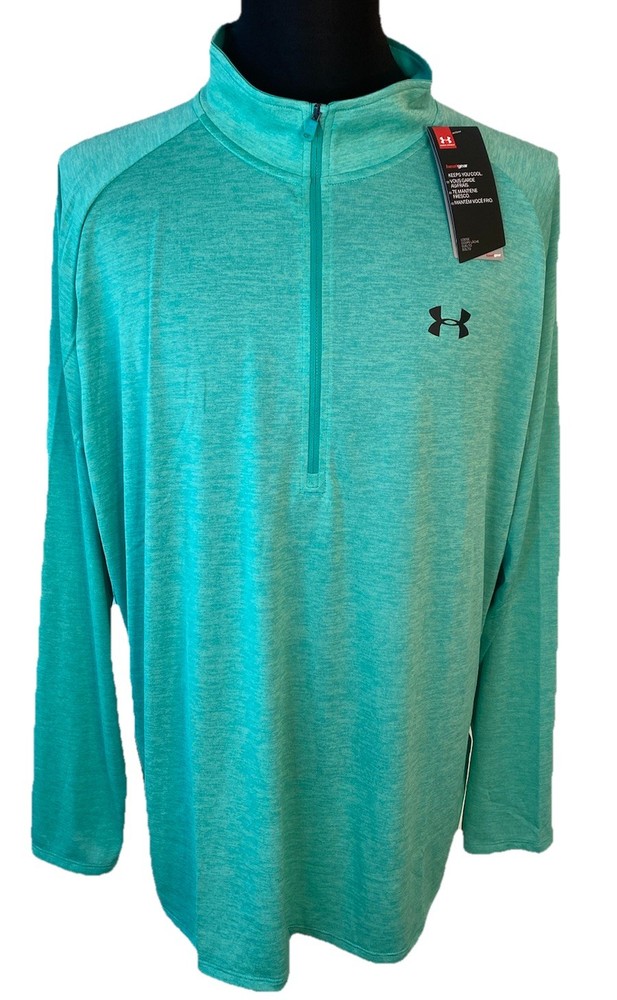 Under Armour Pullover Mens 3X Teal UA Tech 2.0 1/2 Zip-Up 1328495 Heat Gear NEW