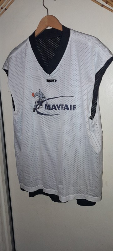 Vtg 1990s Y2K 2000s AND1 Mayfair Jock Basketball Reversible B&W Jersey Print XXL gallery