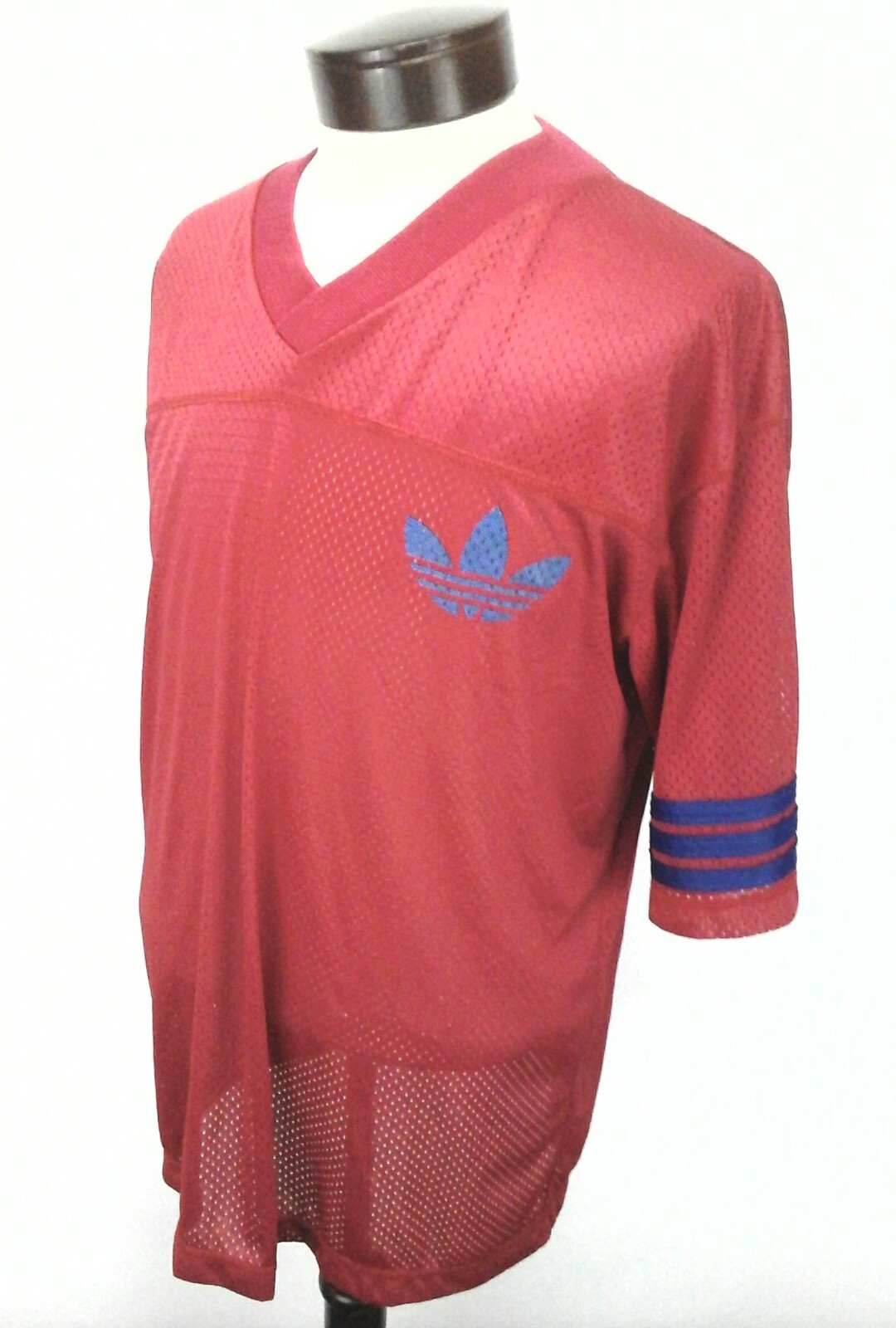 VINTAGE ADIDAS MESH JERSEY RED BLUE TREFOIL LOGO MENS Medium M Made in USA NEW gallery