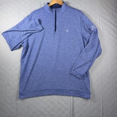 Rhoback Pullover Mens 2XL Blue Herringbone Quarter Zip Long Sleeve Golf