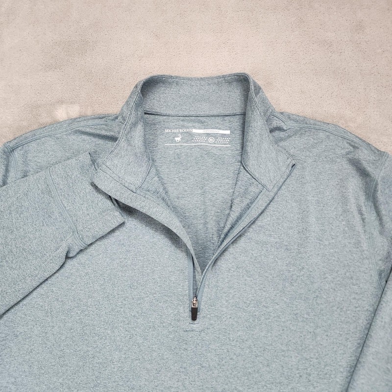 MICHEL ROUEN Pullover Mens XL Blue 1/4 Zip Mock Neck Performance Golf gallery