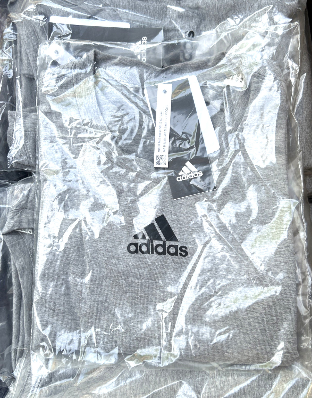Men's adidas HS9212 Long Sleeve Shirt Pre-Game Badge of Sport Tee, Grey, NEW gallery