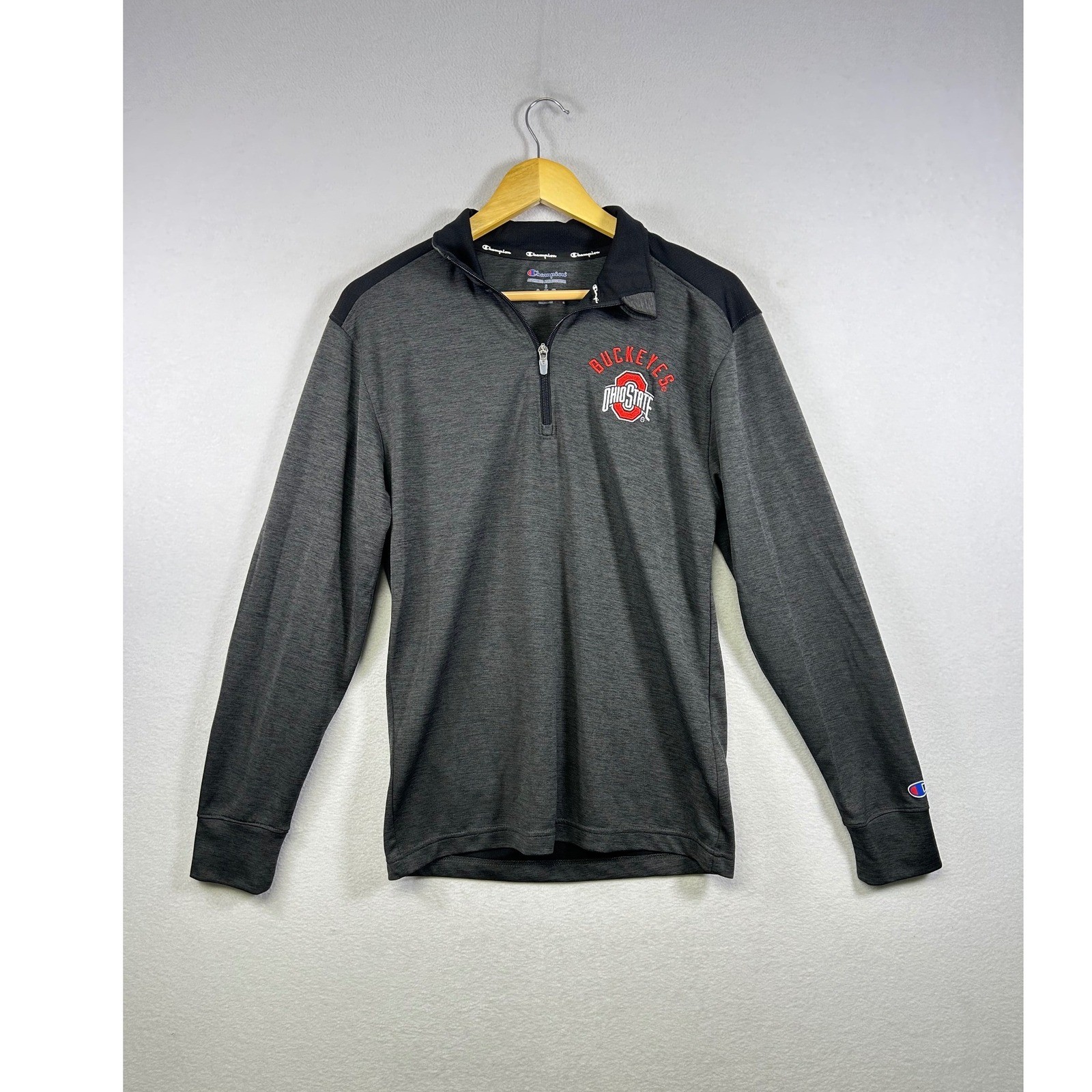 Champion Ohio State Buckeyes Pullover Mens Small Gray 1/4 Zip NCAA Athletic S gallery