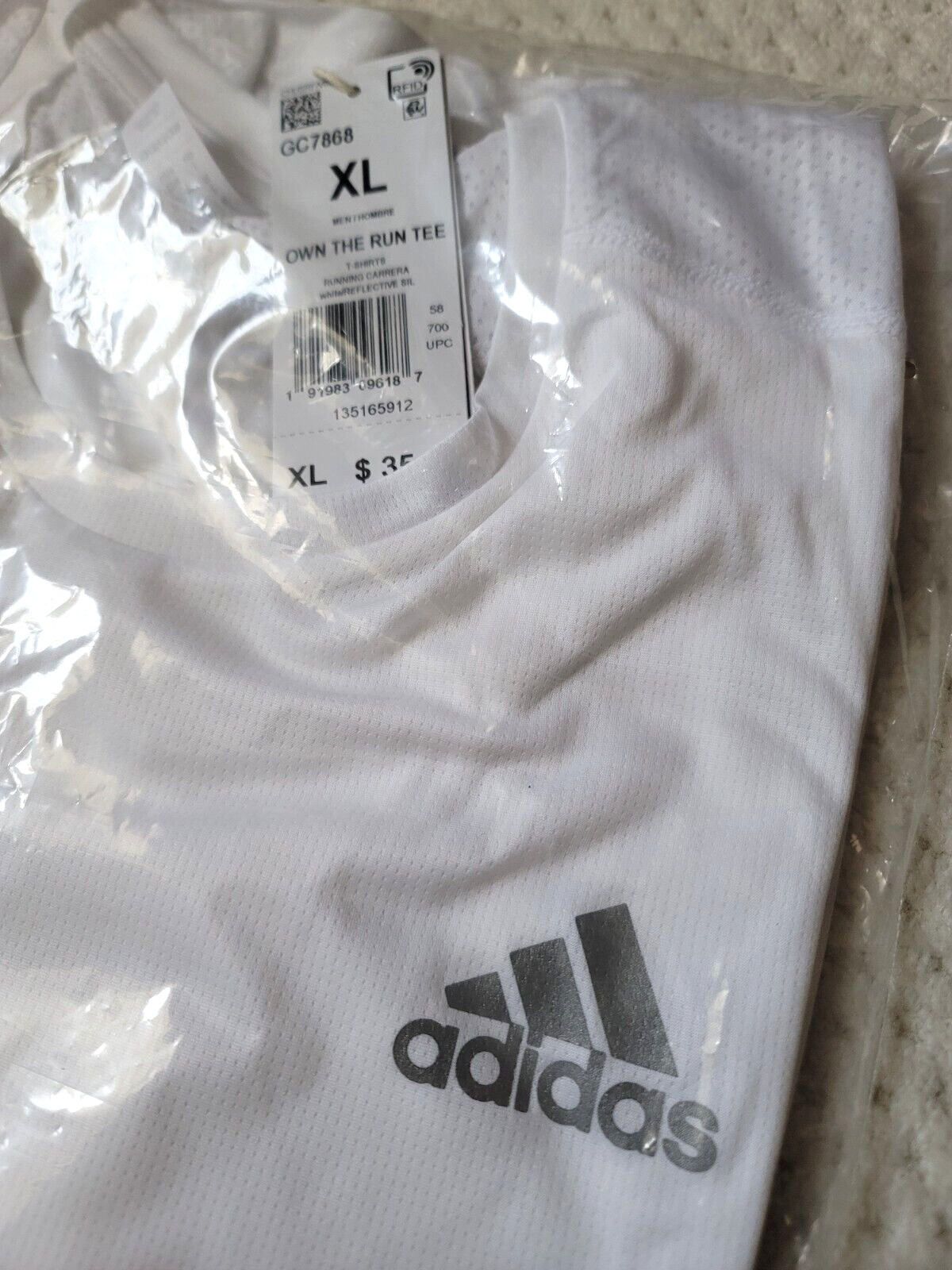 SEALED Adidas Men's Own The Run Tee - White/Reflective Silver - Size XL GC7868 gallery