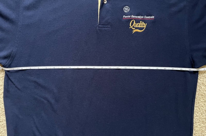 Vantage GE General Electric Logo Navy Blue Color Block Golf Polo Shirt Mens XL gallery