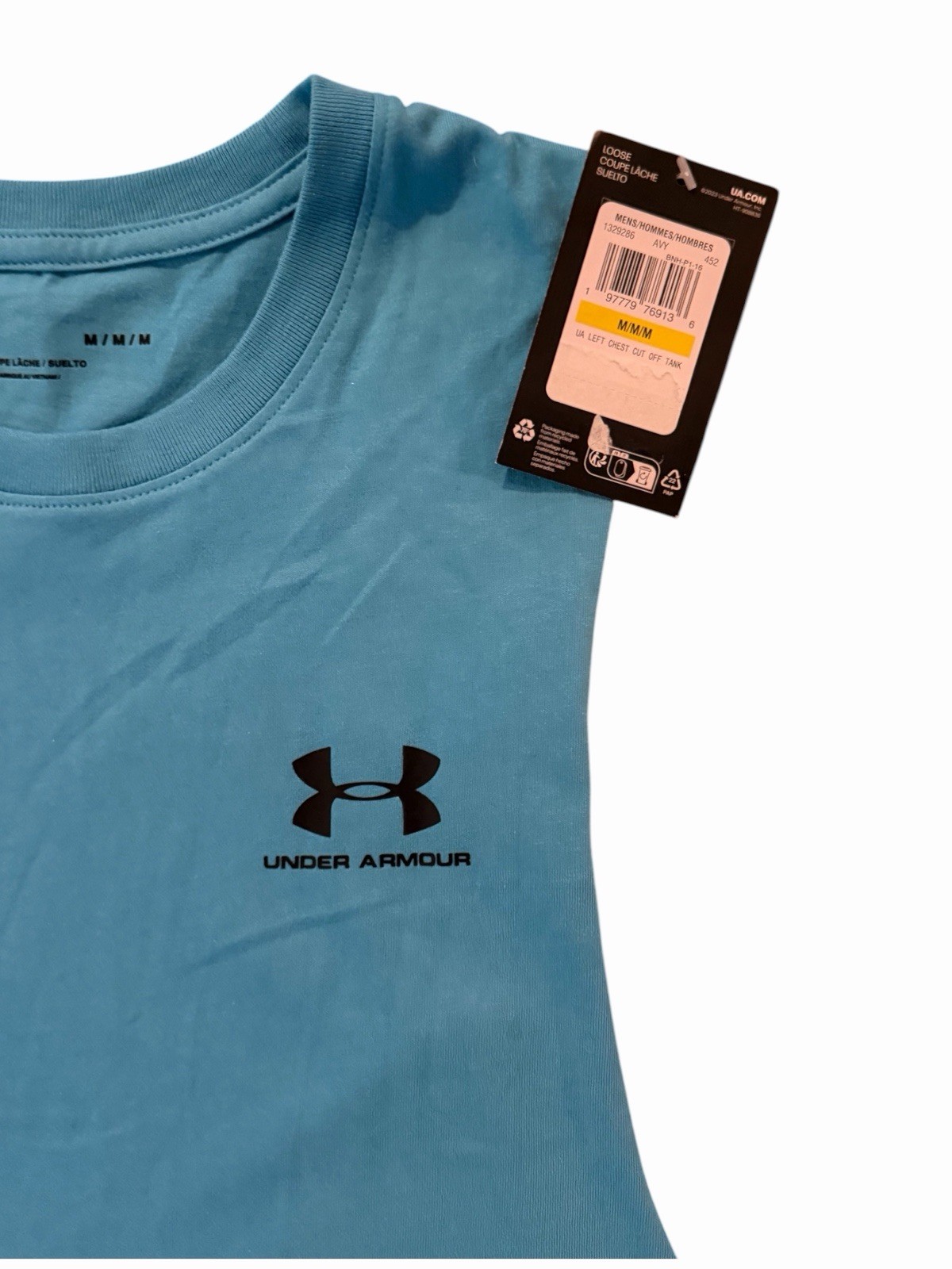 Under Armour Tank Top Mens Sz M Blue Left Chest Cut-Off Loose Fit Activewear New gallery