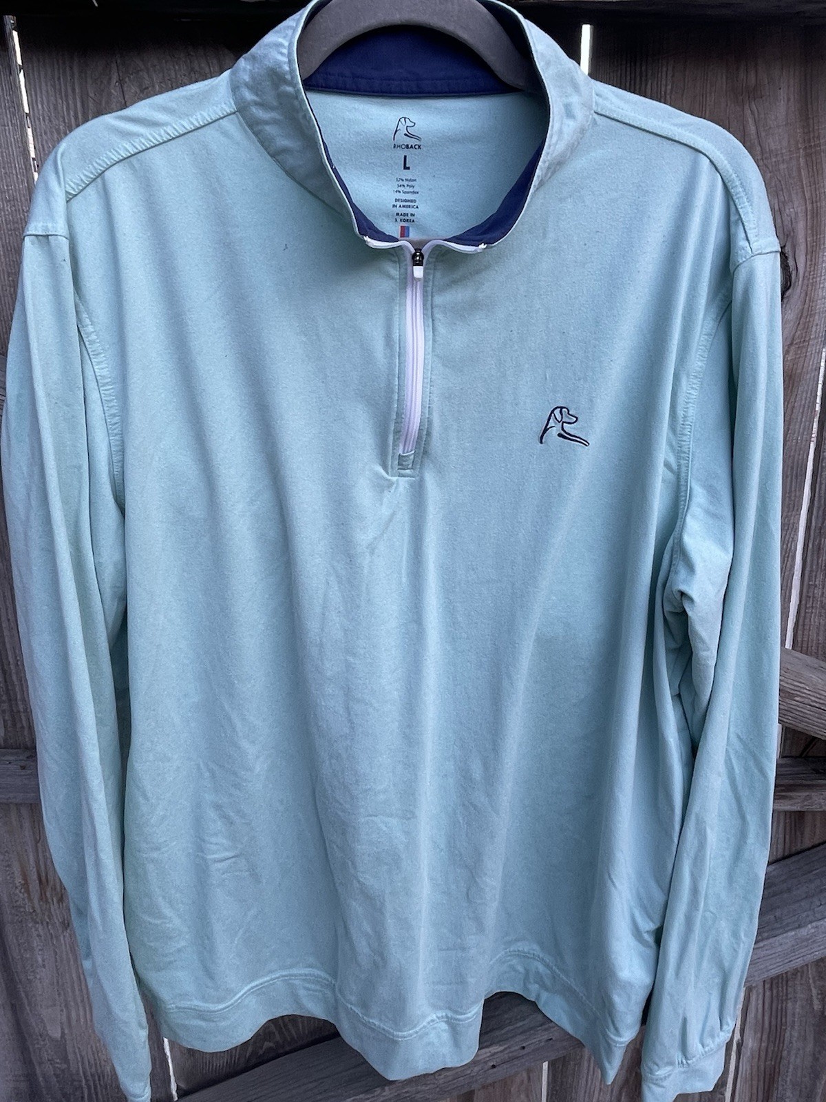 Rhoback Men’s Performance Quarter Zip Pullover Light Blue Heather Dog Logo Golf gallery