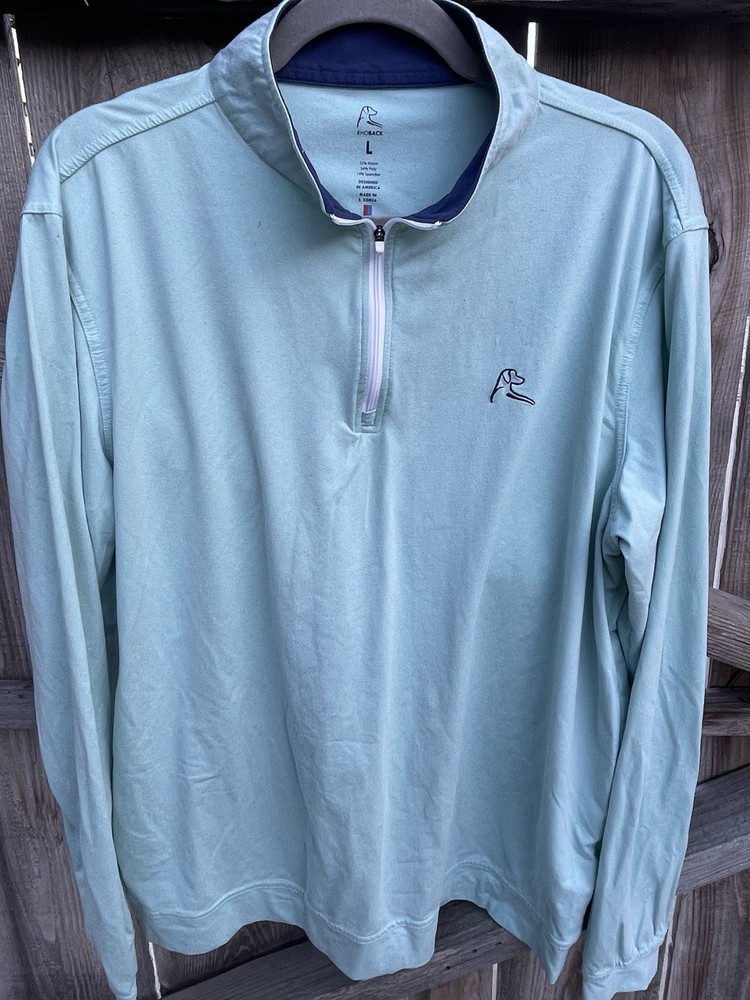 Rhoback Men’s Performance Quarter Zip Pullover Light Blue Heather Dog Logo Golf