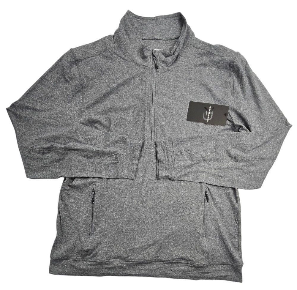 7 Diamonds Core Performance 1/4 Zip Gray Stretch Quick Dry Wicking Size Large