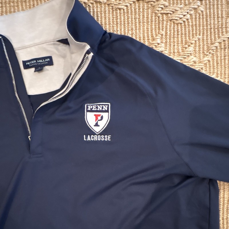 Men's UPenn Lacrosse 1/4 Zip Pullover Polo Mock Neck Logo Long Sleeve L gallery