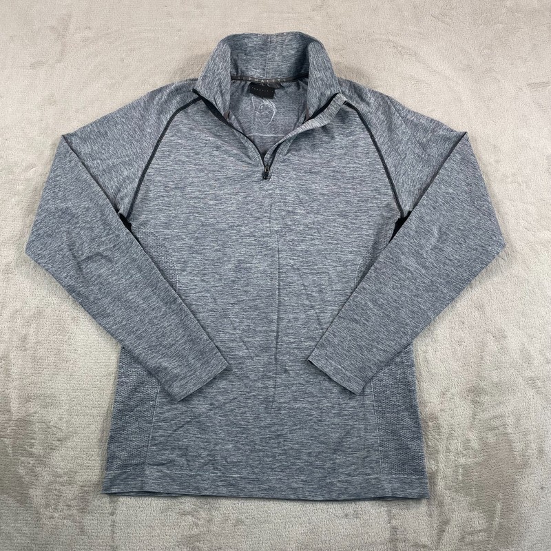 ALPHALETE Performance 1/4 Zip Pullover Shirt Men Large Heather Grey Wicking gallery
