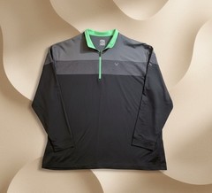 Callaway Mens Weather Series 1/4 Zip Up Long Sleeve Green Black Shirt 3XLT