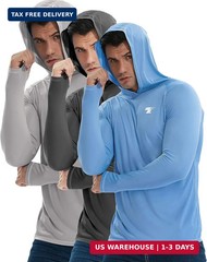 3 Pack Men’s UPF 50+ Sun Protection Lightweight Hoodie Performance Long Sleev…