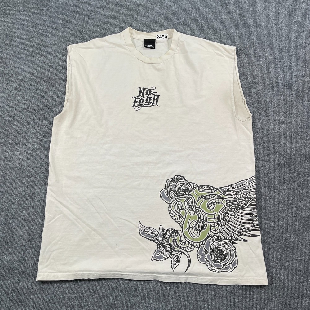 Vintage Y2K No-Fear Snake Rose Tribal Art Tank-Top XL 23x29 White