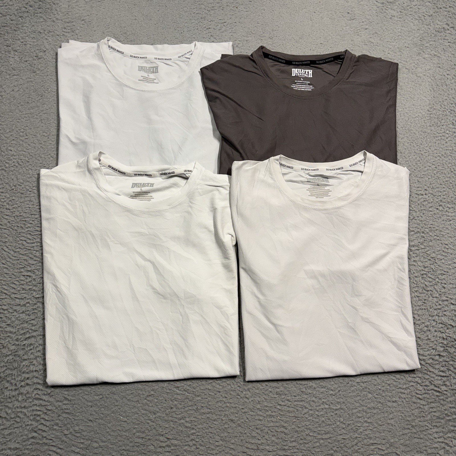 Duluth Trading Base Layer Shirt Mens Large White Grey Buck Naked Crew Neck LOT 4 gallery