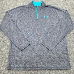 Men’s Medium Under Armour Gray Heat Gear Quarter Zip Pullover Long Sleeve Shirt