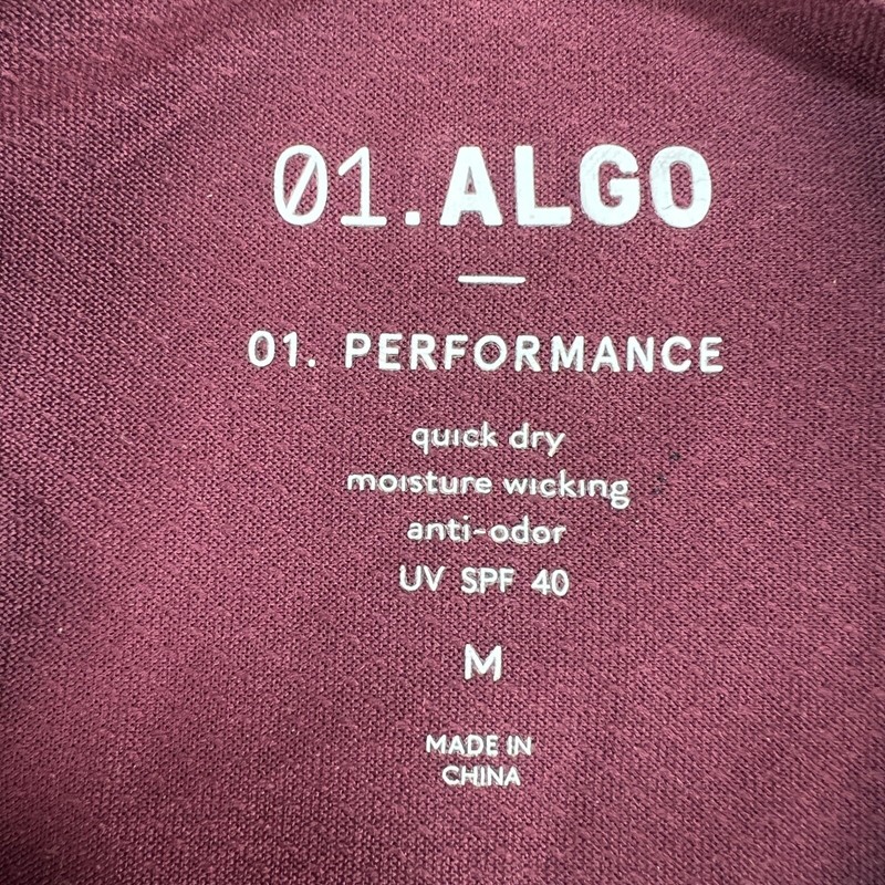 01.ALGO Performance 1/4 Zip Pullover Mens Medium Dark Red Maroon Quick Dry UV gallery