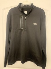 Callaway Black Quarter Zip Pullover w/Zip Pocket Jacket Warm Light Sz Large Golf