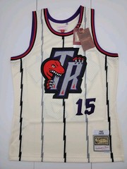 Vince Carter Raptors Mitchell & Ness Cream Chainstitched NBA Jersey Size M New