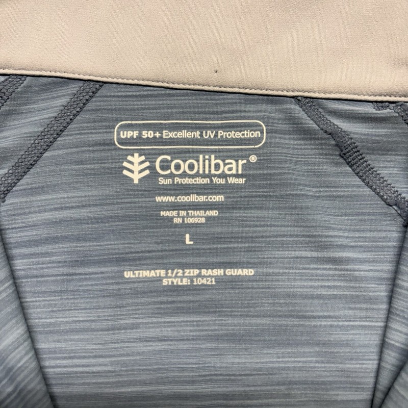 Coolibar Ultimate 1/2 Zip Rash Guard Mens L Blue UPF 50+ Stretch Pullover gallery