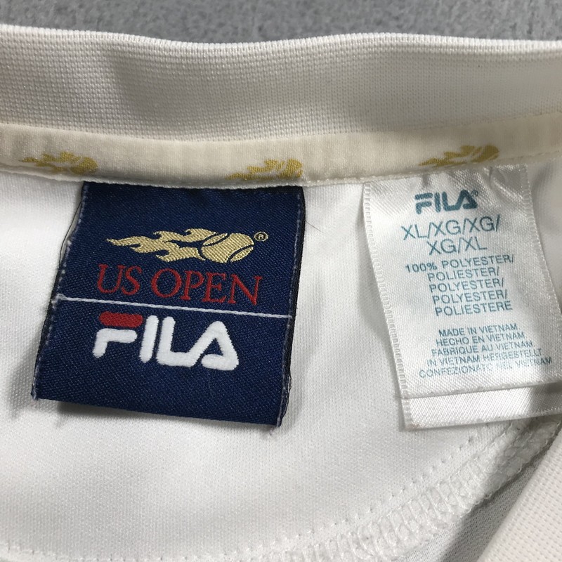 Vintage US Open FILA Shirt Men's Extra Large White Tennis Performance Top * gallery