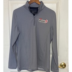 Peter Millar Mens L Quarter Zip Pullover Blue Stripe Dow Great Lake Invitational
