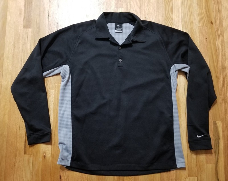NIKE Golf Sphere React Black Mens Medium 3 Button SS Collared Polyester Shirt gallery