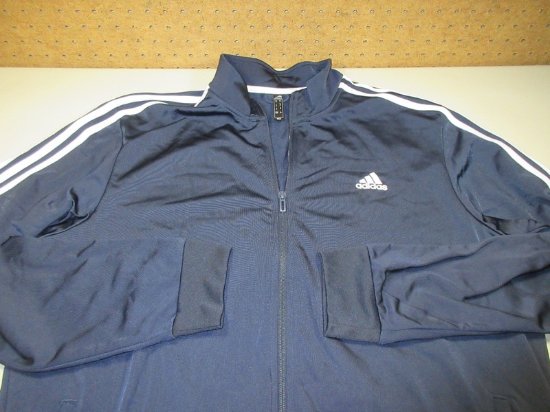 adidas mens navy white striped Essentials track jacket XL h46100 gallery