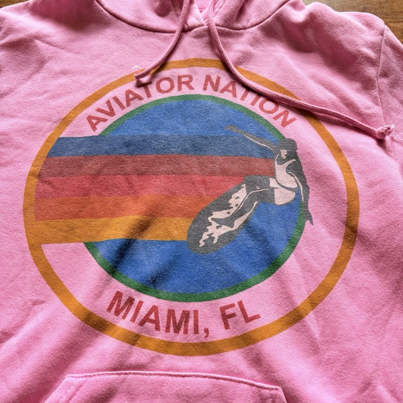 AVIATOR NATION Surf Pullover Hoodie Sweatshirt Pink Miami $189 size Small gallery