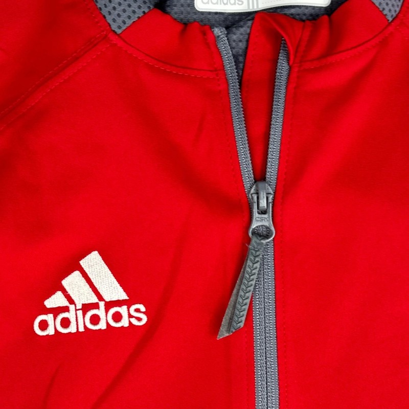 Adidas Baseball Cage Jacket Pullover Shirt Mens XS Red Gray 1/4 Zip Climalite gallery