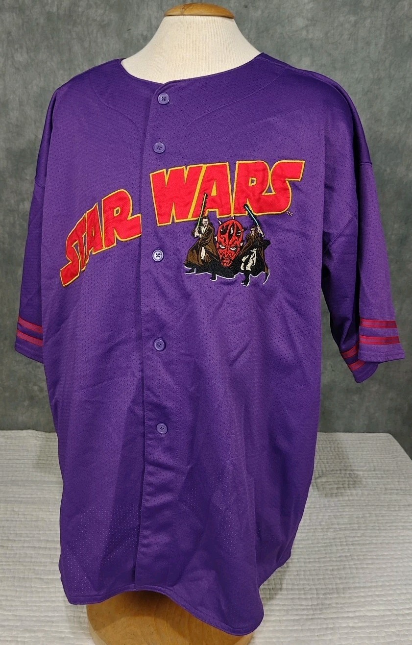 Vintage Star Wars Baseball Jersey Mens XXL Purple 1990s Lee Sport EUC gallery