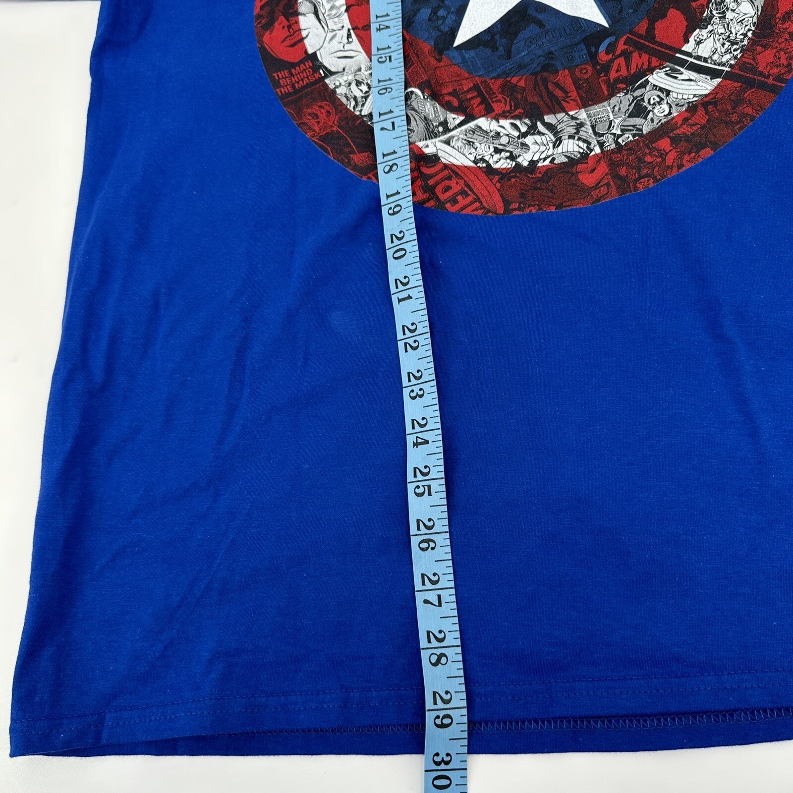 Captain America Shirt Mens Large Blue Short Sleeve Marvel Logo Avengers gallery