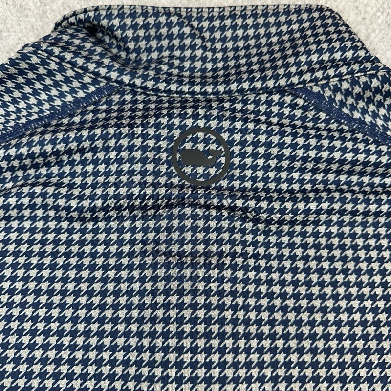 Vineyard Vines Pullover Mens Large Navy Blue Houndstooth Jim Nantz 1/4 Zip Golf gallery