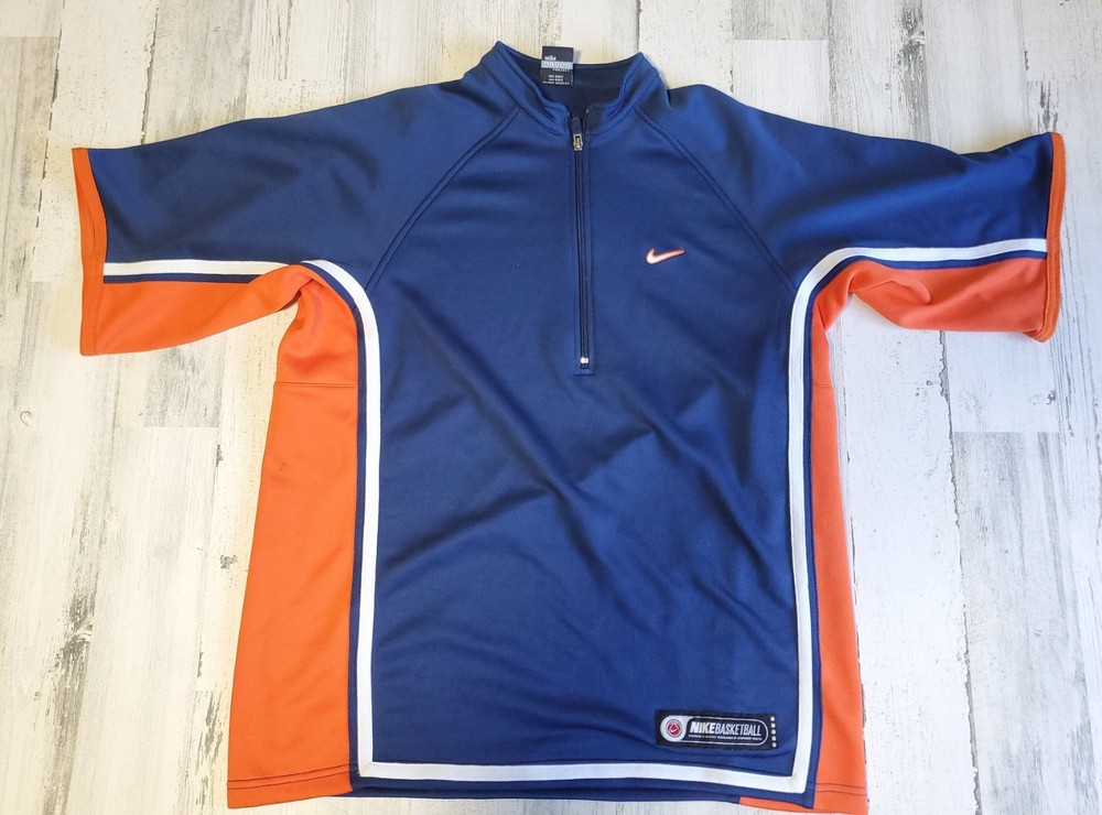 Nike Team Basketball 1/4 Zip Short Sleeve Jersey Blue Orange Men's Medium