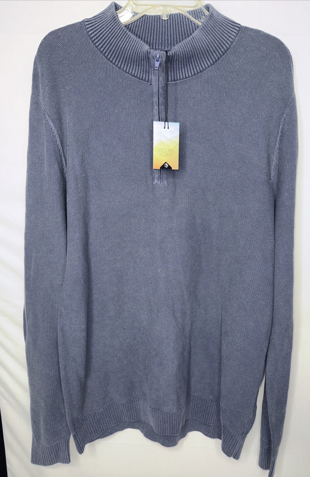 Ocean + Coast 1/4 Zip Long Sleeve Pullover Mens Heather Blue Soft Size L gallery