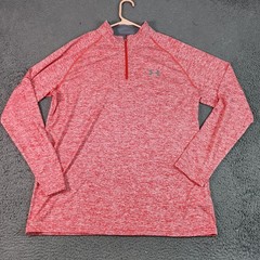 Under Armour Pullover Mens Large Red HeatGear Quarter Zip Long Sleeve Shirt