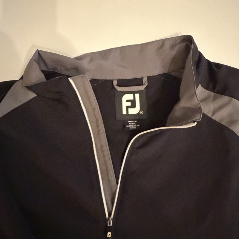 FootJoy Pullover Shirt Mens XL Grey Black Short Sleeve 1/4 Zip Wind Jacket Golf gallery