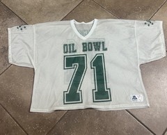 Vintage 80s Oil Bowl Football Jersey #71 Mesh USA Made Size 4XL Cropped