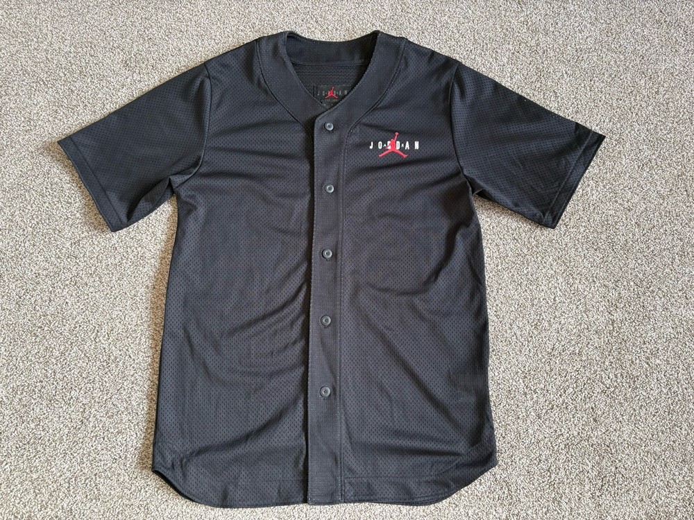 Nike Jordan Air Mesh Baseball Jersey Mens M Black Jumpman Logo