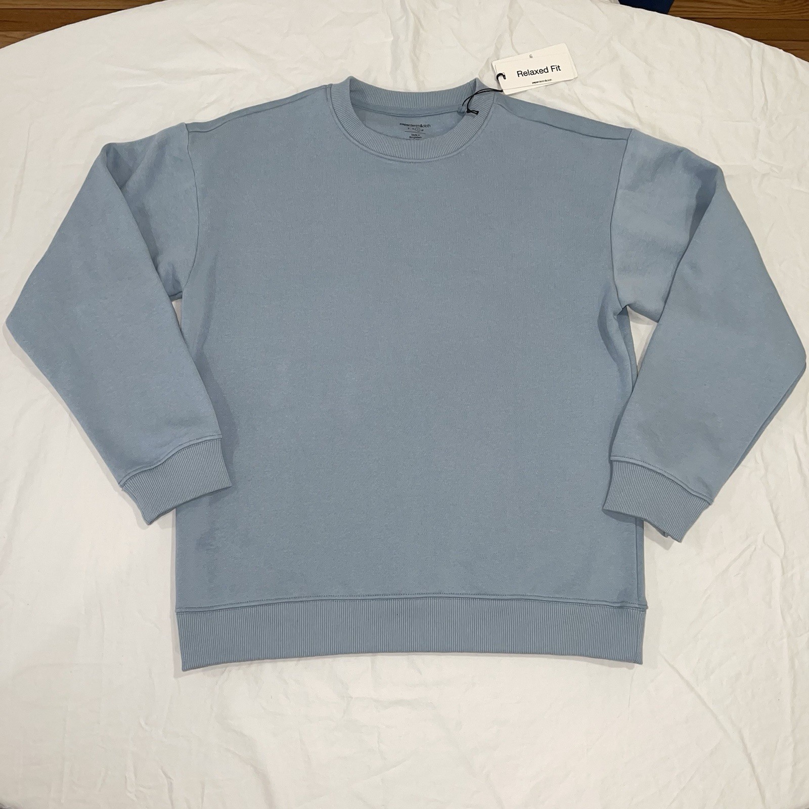 Paper Denim & Cloth Blue Crewneck Long Sleeve Pullover Sweatshirt Men's L NWT gallery
