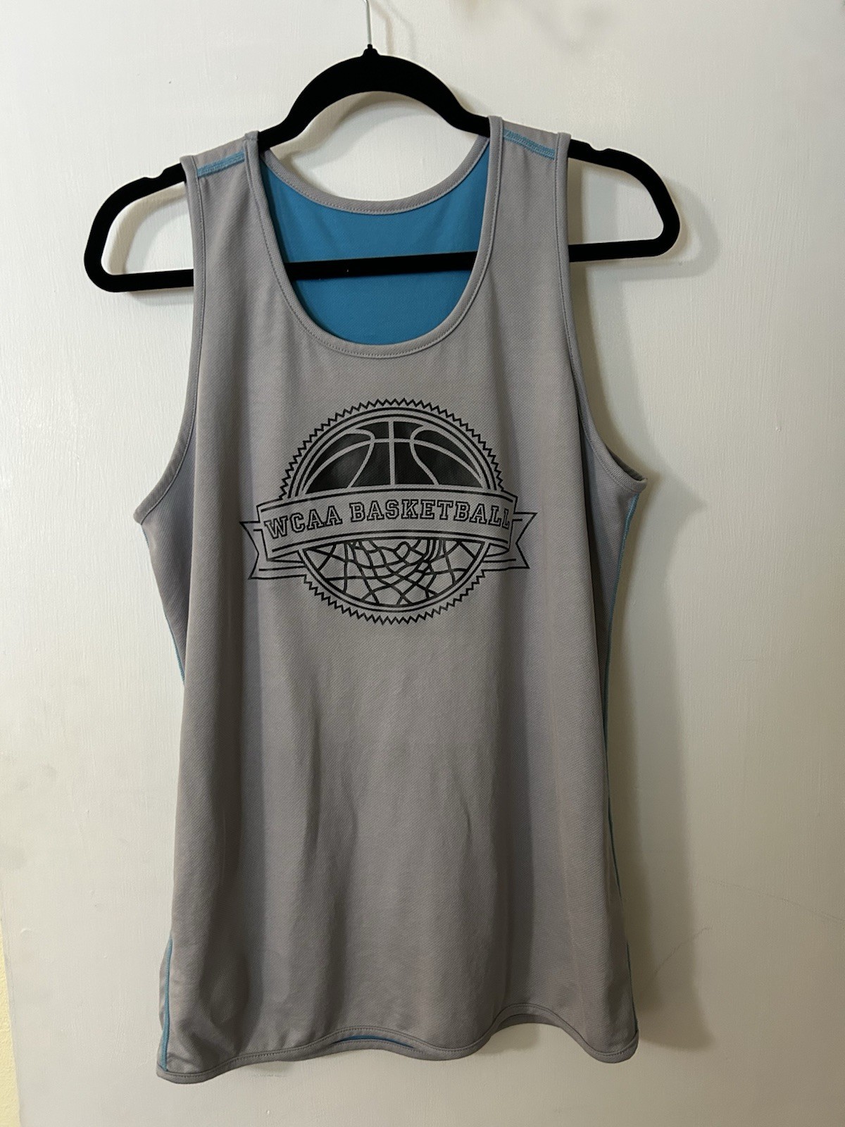 Authentic Score Apparel Reversible Men’s Basketball Tank Jersey Blue/Gray AM gallery
